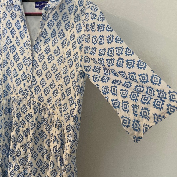 Ro’s Garden Deauville Dress Blue White Block Print oversize shirt dress small - Picture 6 of 14